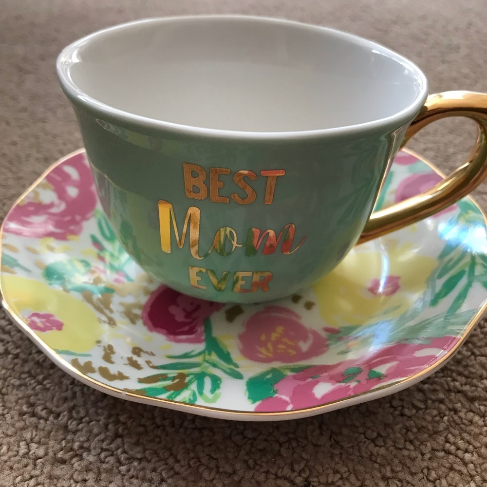 Slant Collections ceramic cup and saucer set 5 - ounce Best Mom Ever
